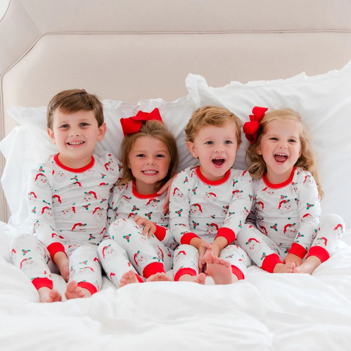 Vintage Santa White Pajamas | Classic Whimsy
