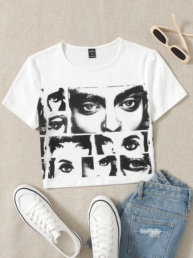 SHEIN EZwear Plus Figure Graphic Top | SHEIN