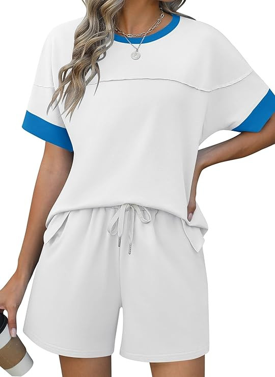 Rapbin Comfy Summer Sets with Pockets Loose Fit Color Block Design Matching 2 Piece Sets with Dra... | Amazon (US)