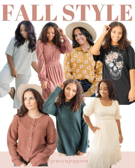 Fall outfit ideas, budget boutique finds, free people set dupe, casual outfits, graphic tee, sweaters under $30, trendy fall look, white dress, — CODE JENSYN10 gets 10% off! 

#LTKsalealert #LTKunder50 #LTKSeasonal