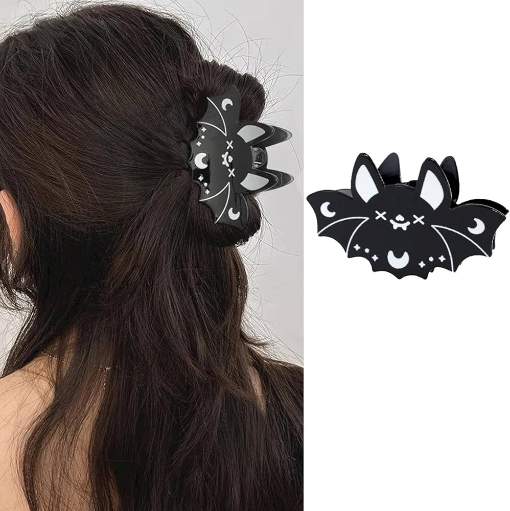 Bat Hair Claw Clips Halloween Hair Clips Black Bat Acrylic Shark Jaw Clips Gothic Bat Hairpin Cut... | Amazon (US)