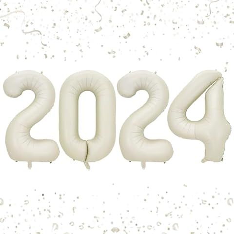 2024 Graduation Balloons Huge Cream White 40 Inch 2024 Large Matte Nude White Helium Mylar Foil N... | Amazon (US)