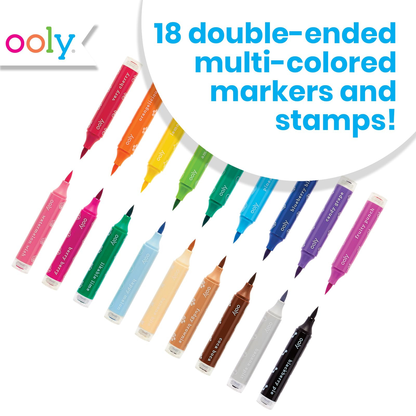 Ooly 18 Double-Sided Stamping Markers- Brush Tip plus Stamp, Cute School Suplies - DOUBLE-ENDED S... | Amazon (US)