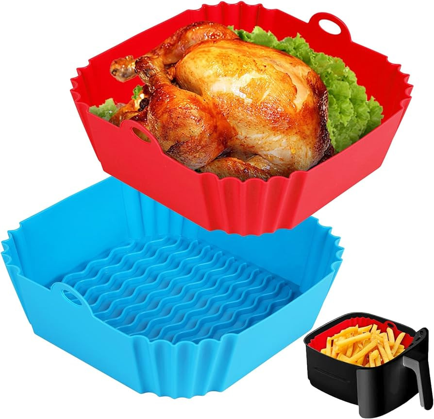 2 PCS Square Silicone Air Fryer Liners - 8 Inch Reusable Air Fryer Pot - Air Fryer Accessories - ... | Amazon (US)