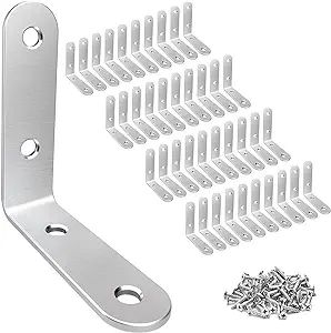 LuckIn 40 Pack Corner Brace 2" x 2", Heavy Duty L Brackets for Shelves and Wood, Stainless Steel ... | Amazon (US)