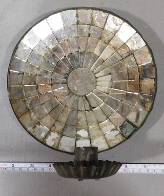 Antique American Mirrored Mosaic Candle Sconce 19th C Glass Reflector glass | eBay US