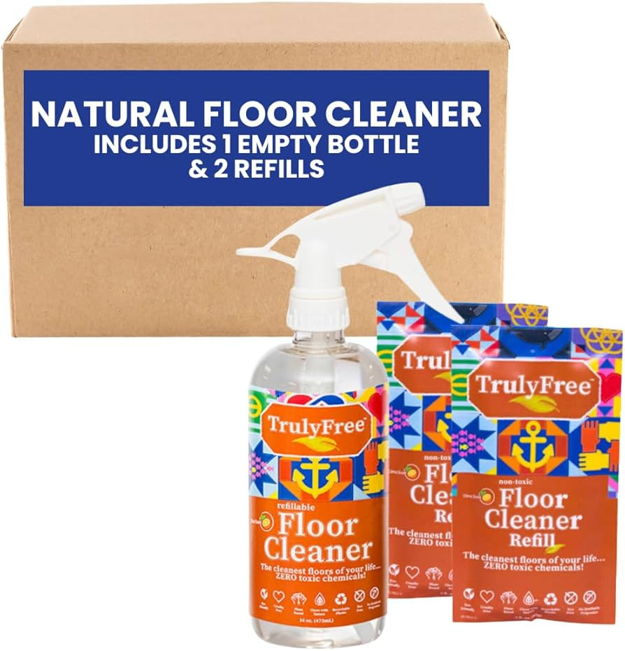 Truly Free Floor Cleaner Kit - Plant-Based Mopping Solution (16oz Reusable Empty Bottle + Two Pou... | Amazon (US)