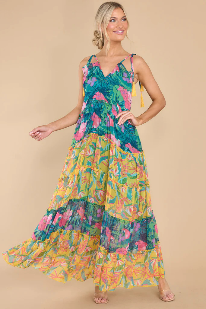 In The Picture Turquoise Blue Multi Floral Print Maxi Dress | Red Dress 