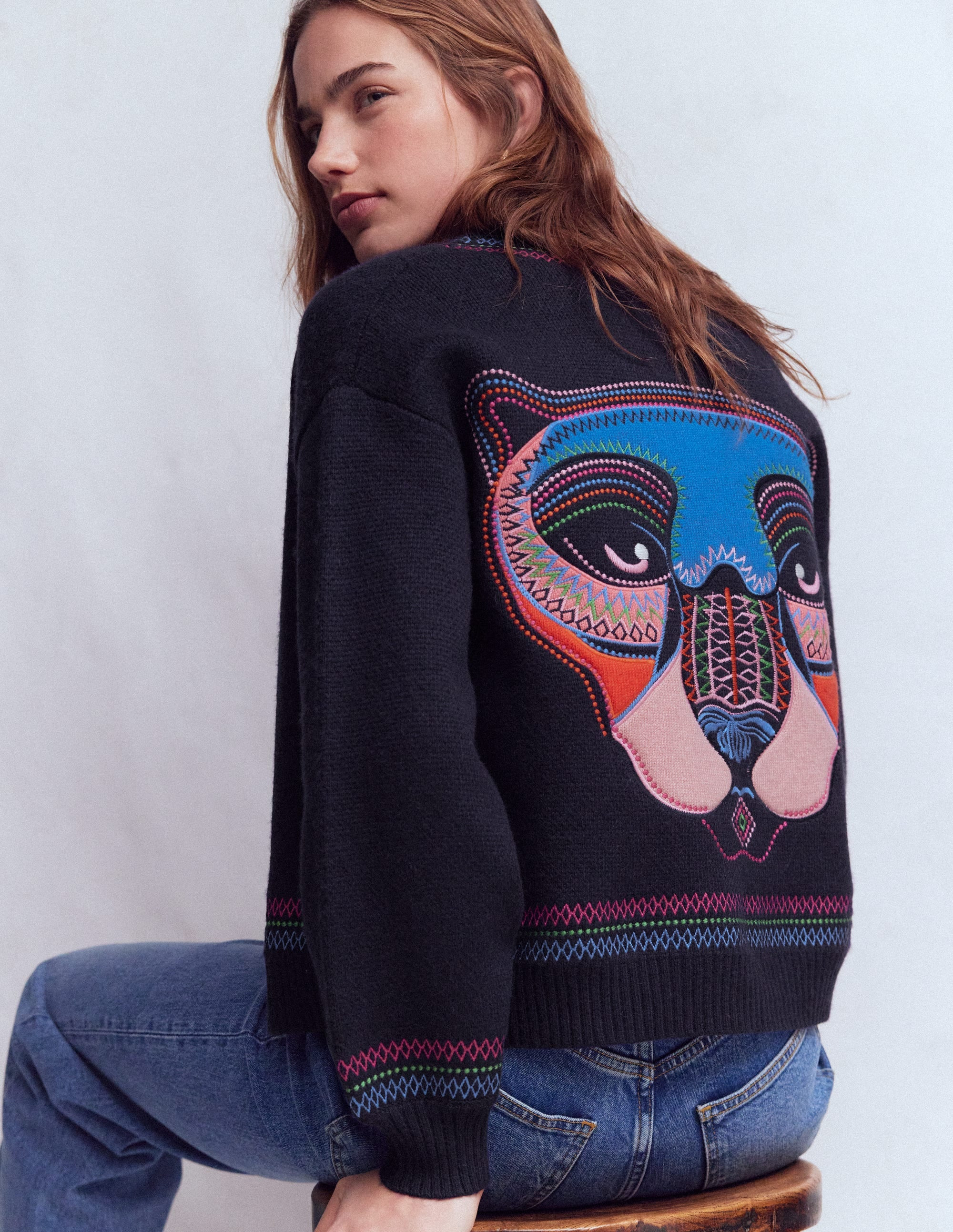 Abi Jacquard Cardigan-Navy, Tiger | Boden (US)