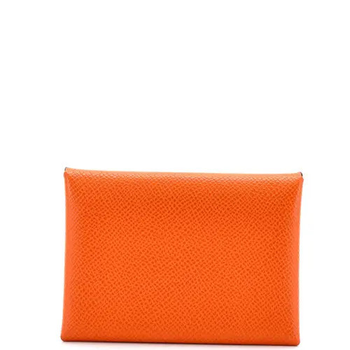 Pre-Owned Hermes Calvi Duo Card Holder Epsom in Orange at Nordstrom | Nordstrom