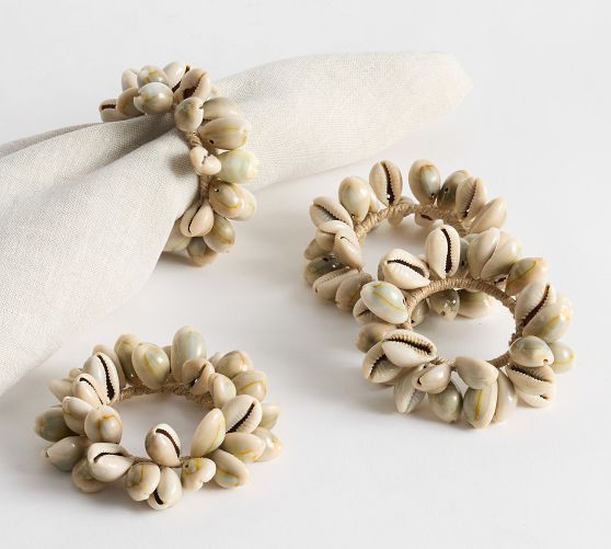 Mini Cowrie Shell Napkin Rings - Set of 4 | Pottery Barn (US)