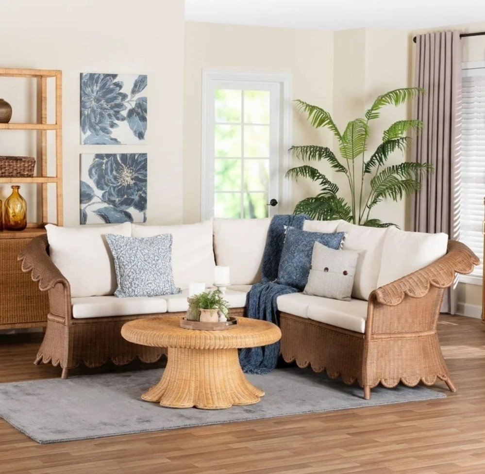 This beautiful wicker outdoor couch with scalloped edges is so beautiful 

#LTKHome #LTKSeasonal #LTKmomlife