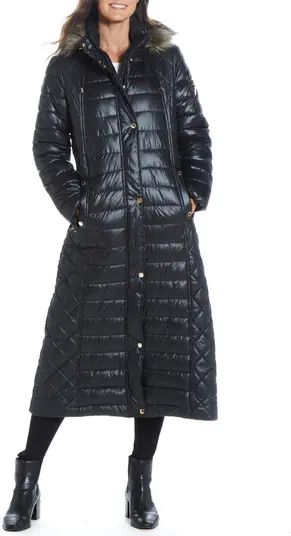 Water Resistant Hooded Puffer Coat with Faux Fur Trim | Nordstrom