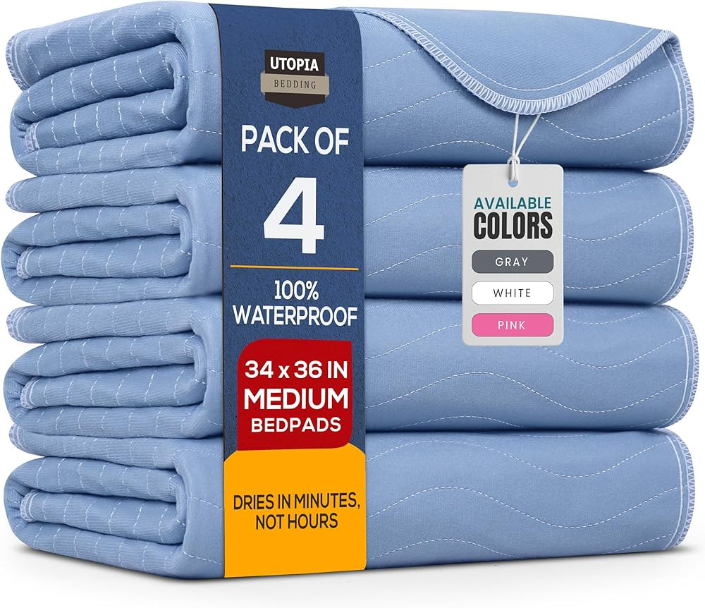 Utopia Bedding Washable Underpads 34" x 36" (Pack of 4), Waterproof Reusable Heavy Absorbency Inc... | Amazon (US)