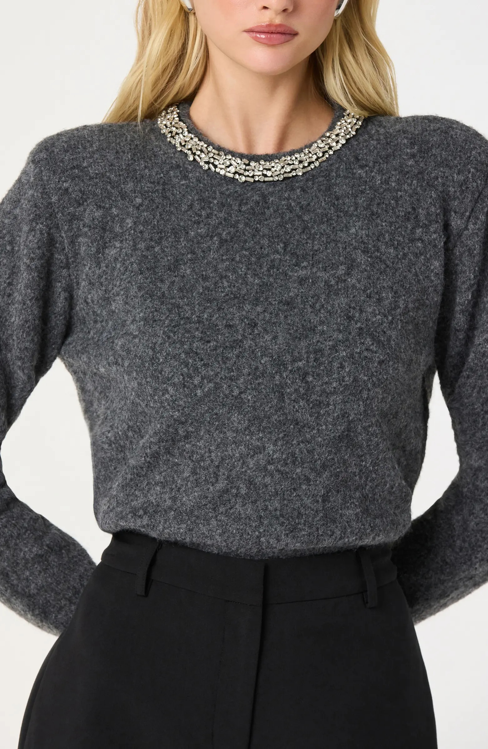 Embellished Collar Crewneck Sweater | Nordstrom