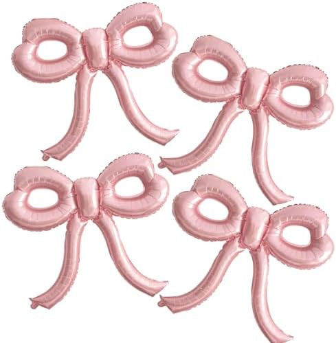 4 Pcs Pink Bow Balloons Bow Party Decorations for Girl Women Pink Bow Birthday Decorations Giant ... | Amazon (US)