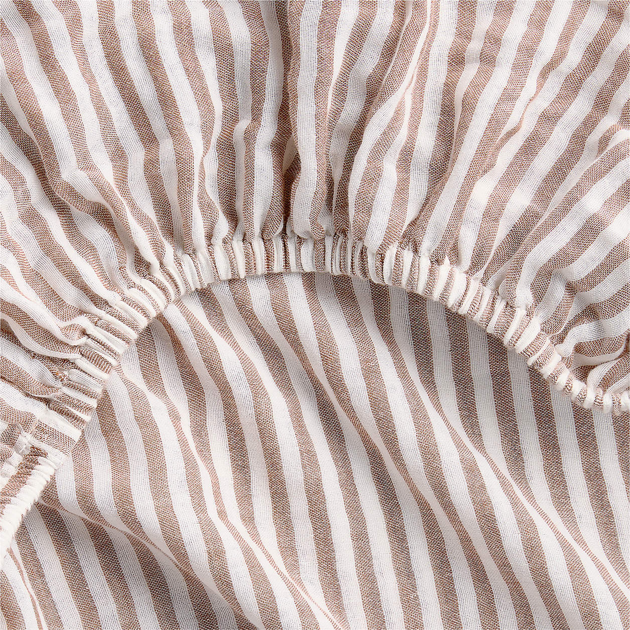 Supersoft Striped Brulee Brown 100% Organic Cotton Gauze Baby Crib Fitted Sheet + Reviews | Crate... | Crate & Barrel