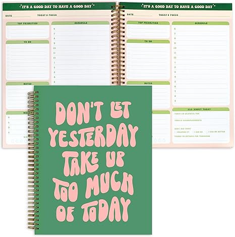Undated Daily Planner Notebook 8.5x11, Cute Planner Notebook, Pink Green To Do List Notebook, Lar... | Amazon (US)