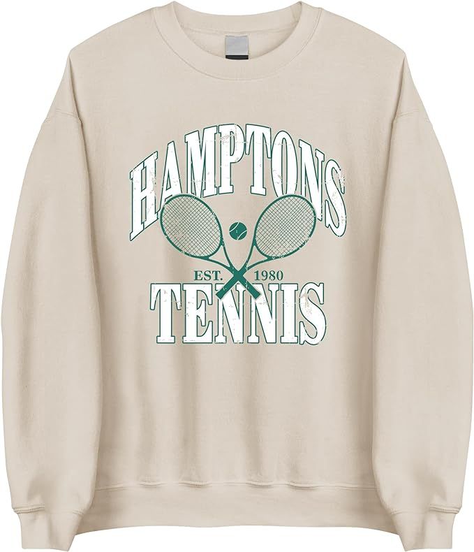 Hamptons Tennis Est 1980 Sweatshirt - Hamptons Tennis Sweatshirt, Tennis Sweatshirts for Women | Amazon (US)