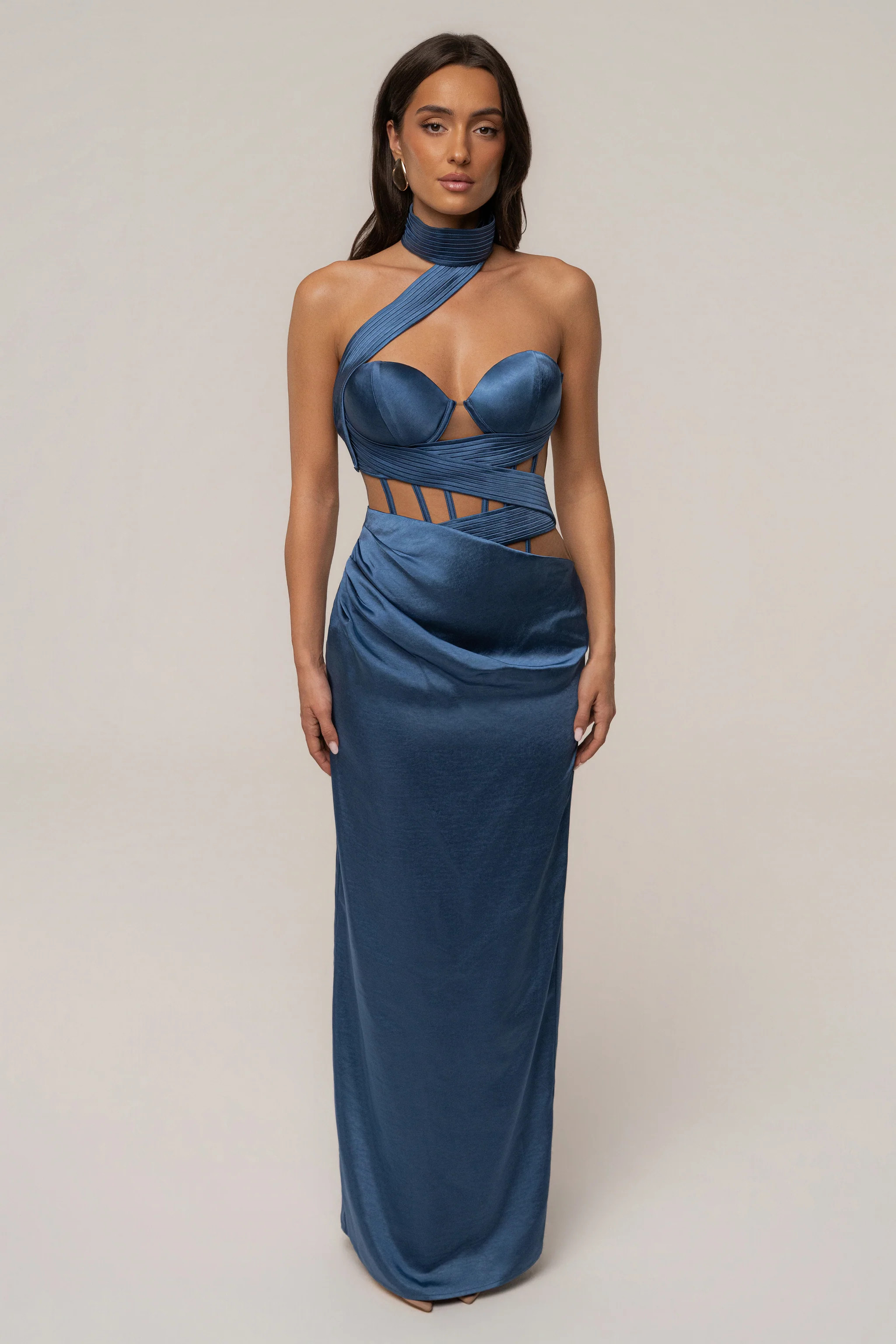 Blue Golden Hour Corset Maxi Dress | JLUXLABEL US