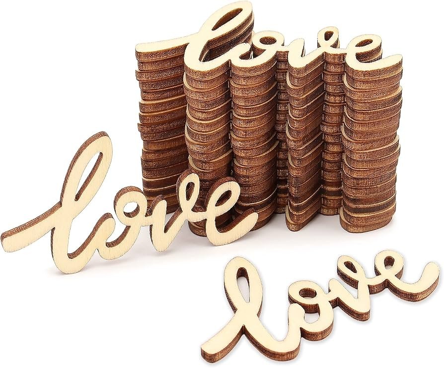 Lucleag 90Pcs Mini Valentine's Day Love Letters Wooden Cutout, 2.17x1.26In Unfinished Wood Orname... | Amazon (US)