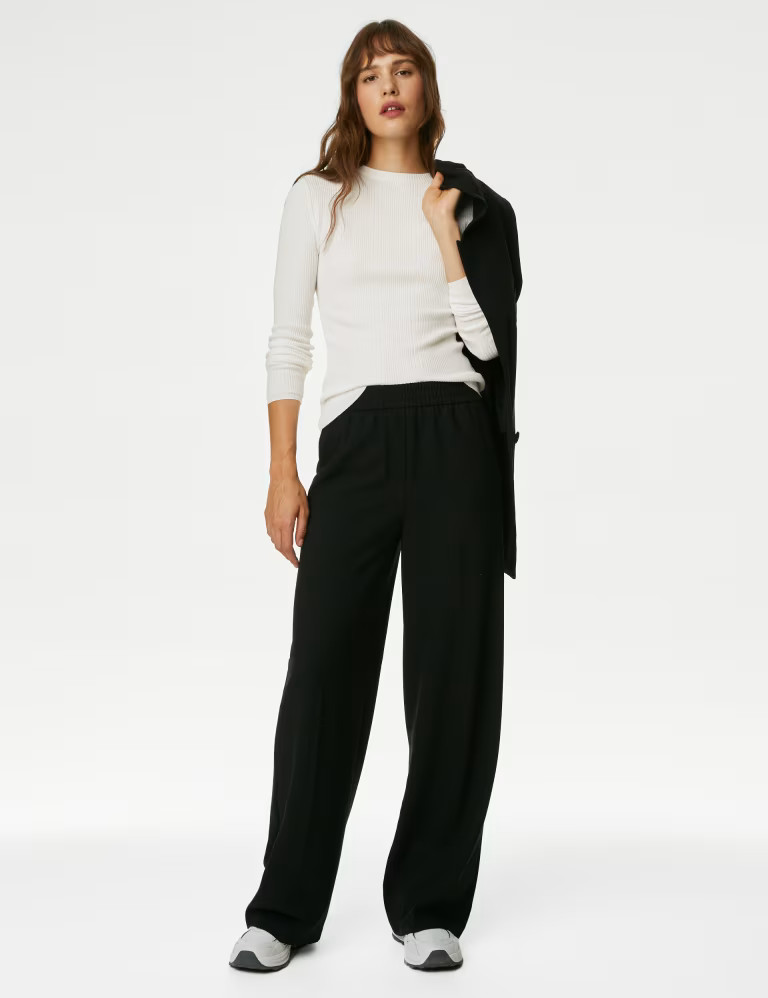 Ribbed Crew Neck Fitted Knitted Top | Marks & Spencer (UK)