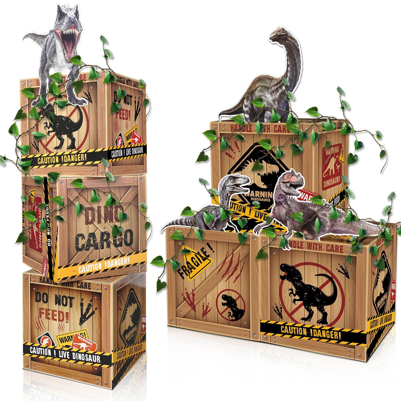 12 Pcs Dinosaur Party Decorations Set 12 x 12 x 12 Inch Dinosaur Theme Boxes with Paper Cutouts D... | Amazon (US)