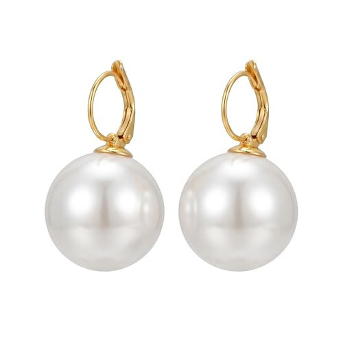 Large Pearl Earrings For Women Big Drop Dangle Radiant Chunky Statement Jewelry Bridal Wedding Accessories Oversized Round Shape | Amazon (US)