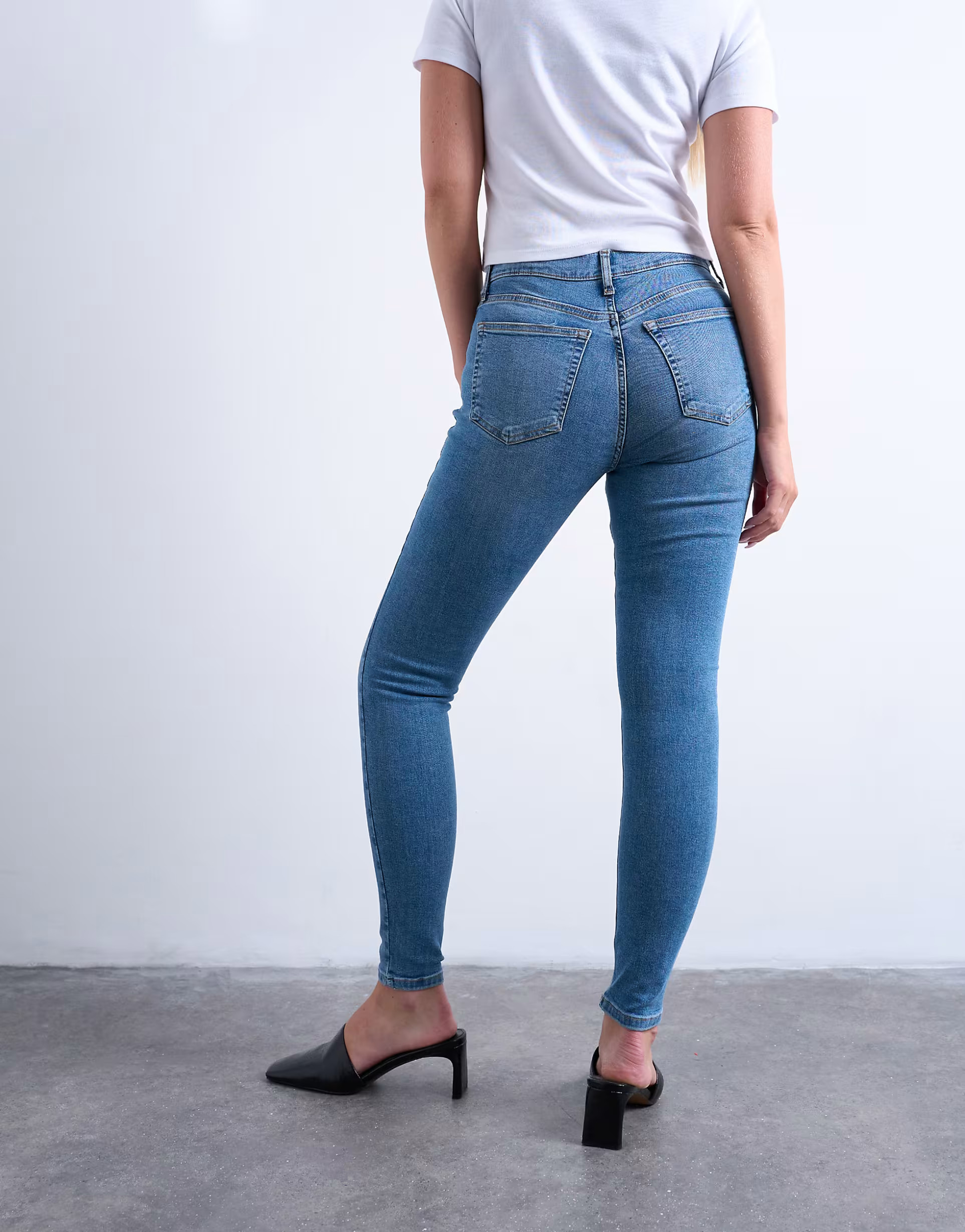 Topshop Hourglass Jamie high rise skinny jeans in mid blue | ASOS (Global)