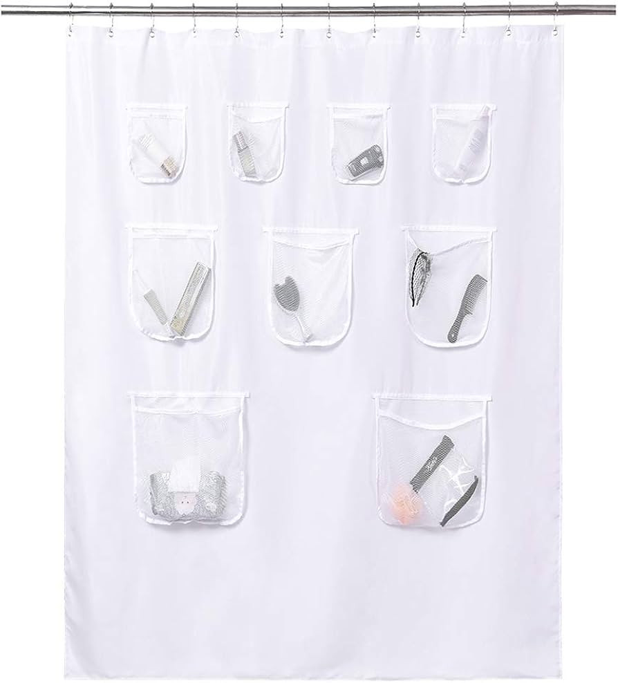 Extra-Long Fabric Shower Curtain or Liner with Pocket 71 x 84 | Amazon (US)