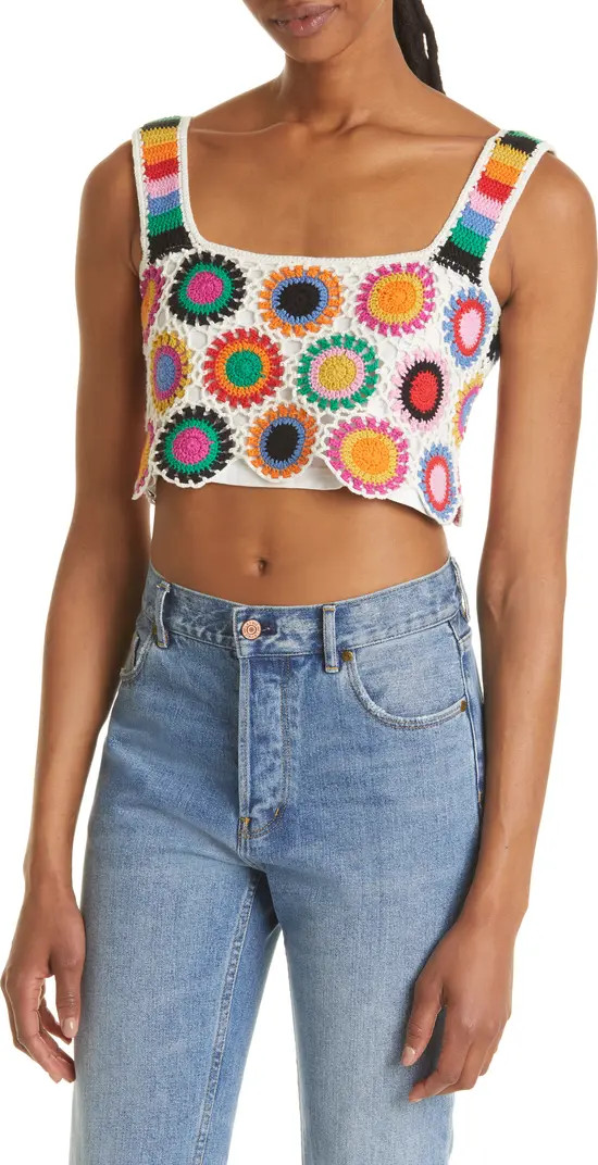 Rainbow Fun Knit Cotton Crop Top | Nordstrom