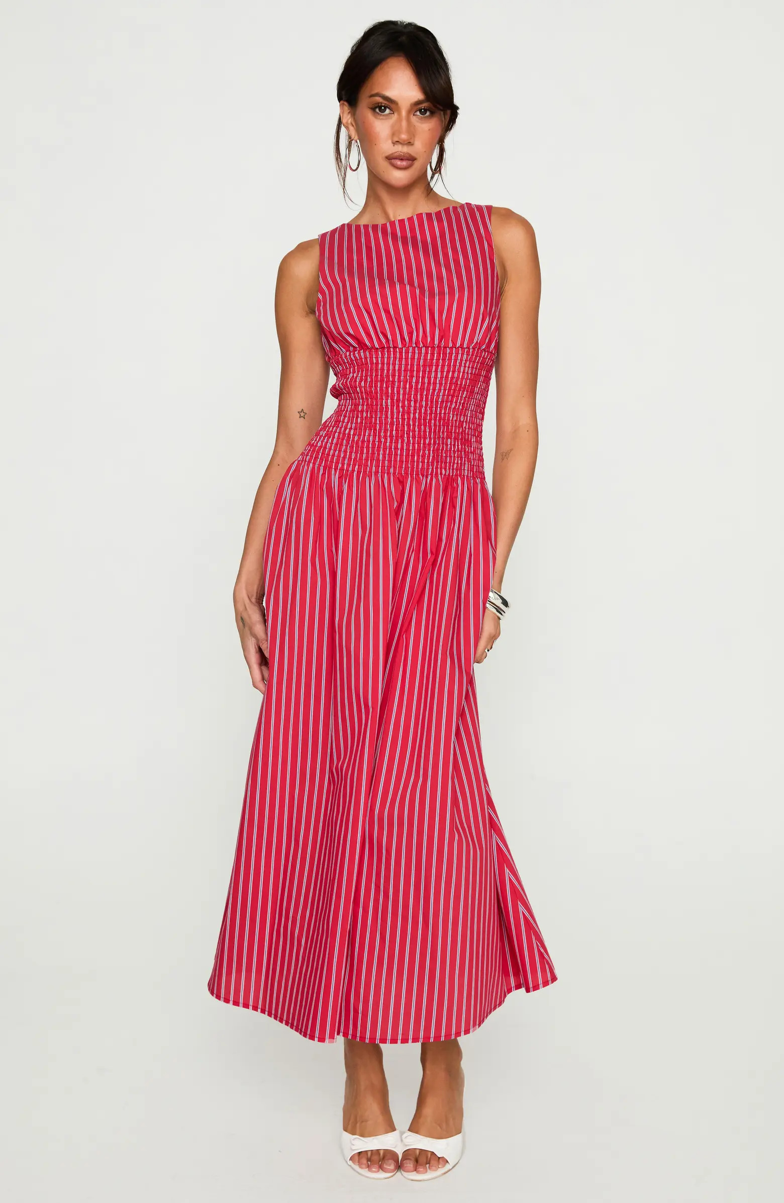 Lilienne Stripe Cotton Blend Poplin Dress | Nordstrom