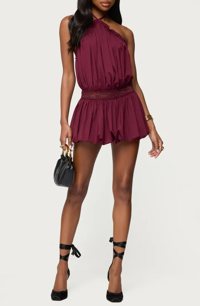 Aida Open Back Bubble Hem Halter Minidress | Nordstrom