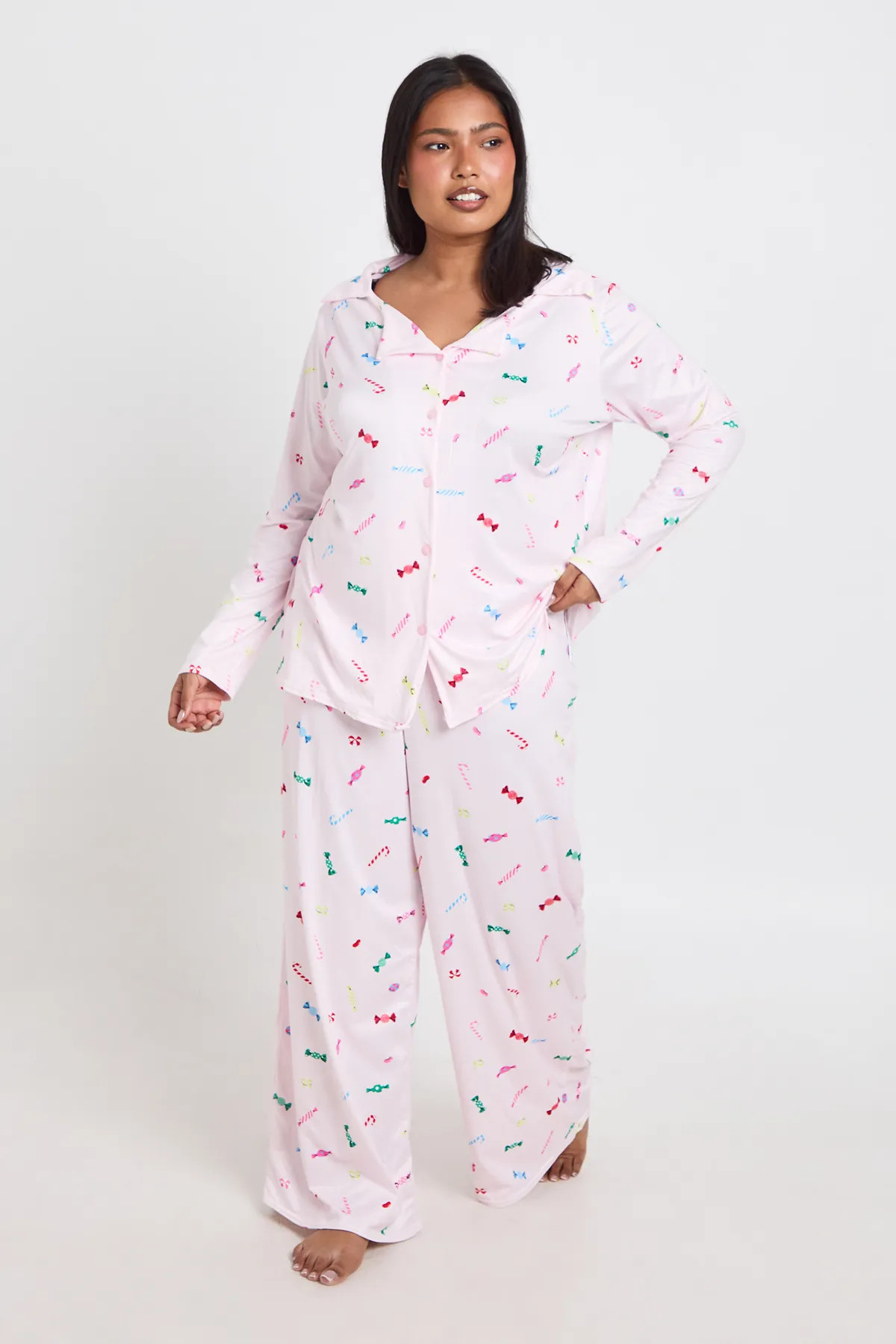 Plus Sweet Print Long Sleeve Shirt & Trouser Pyjama Set | Boohoo.com (UK & IE)