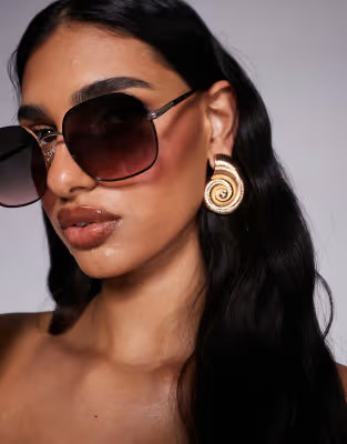 ALDO elbamadar large round metal sunglasses in gold with gradient black lens | ASOS (Global)