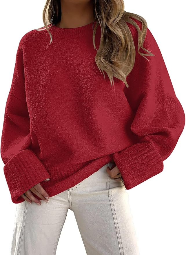 LILLUSORY Women's Oversized Sweaters Fuzzy Chunky Warm Pullover Sweater | Amazon (US)