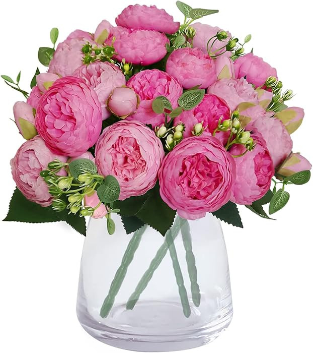 Artificial Flowers 4 Pcs Peonies Bouquets 20 Heads Silk Peonies Fake Flowers for Home Window Wedd... | Amazon (US)