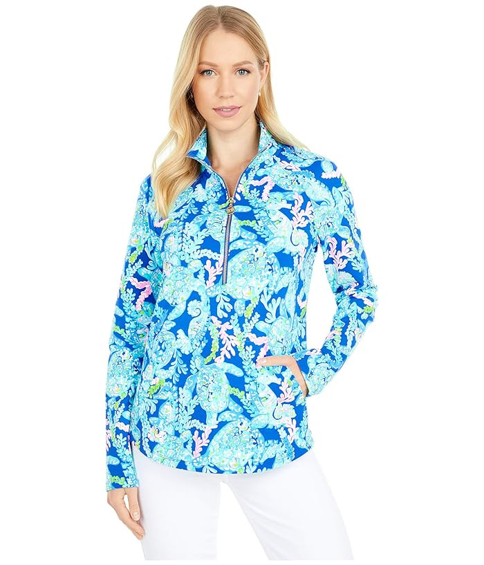 Lilly Pulitzer UPF 50+ Skipper Popover (Corsica Blue Turtle Villa) Women's Clothing | Zappos