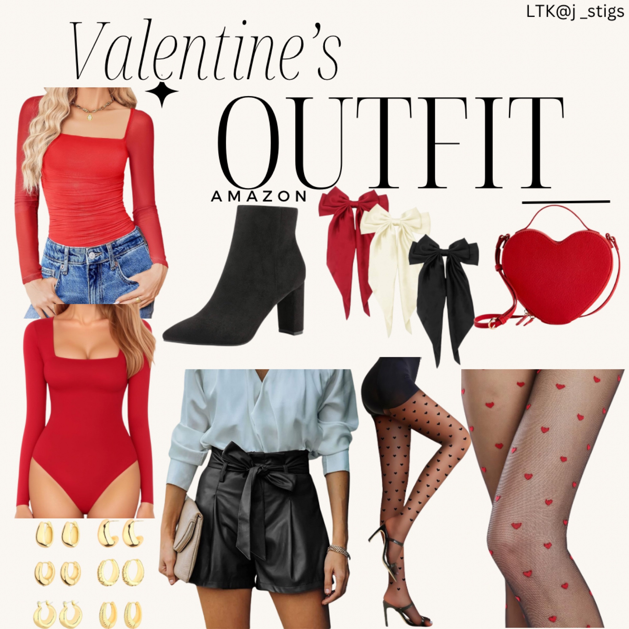 ❤️ Fun & flirty - Valentine’s Outfit Inspo. Everything is from Amazon except the bag. Leather paper bag waist shorts, with some heart tights, & black booties. #valentinesday #heart 

#LTKstyletip #LTKSeasonal #LTKfindsunder50