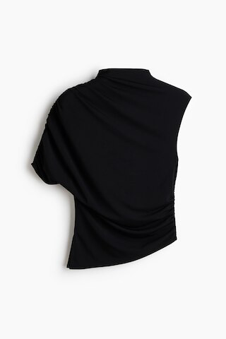 H & M - One-sleeve turtleneck top - Black | H&M (UK, MY, IN, SG, PH, TW, HK)