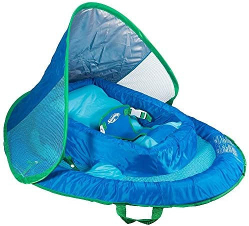 SwimWays Inflatable Infant Baby Spring Swimming Pool Float with Canopy, Blue | Amazon (US)