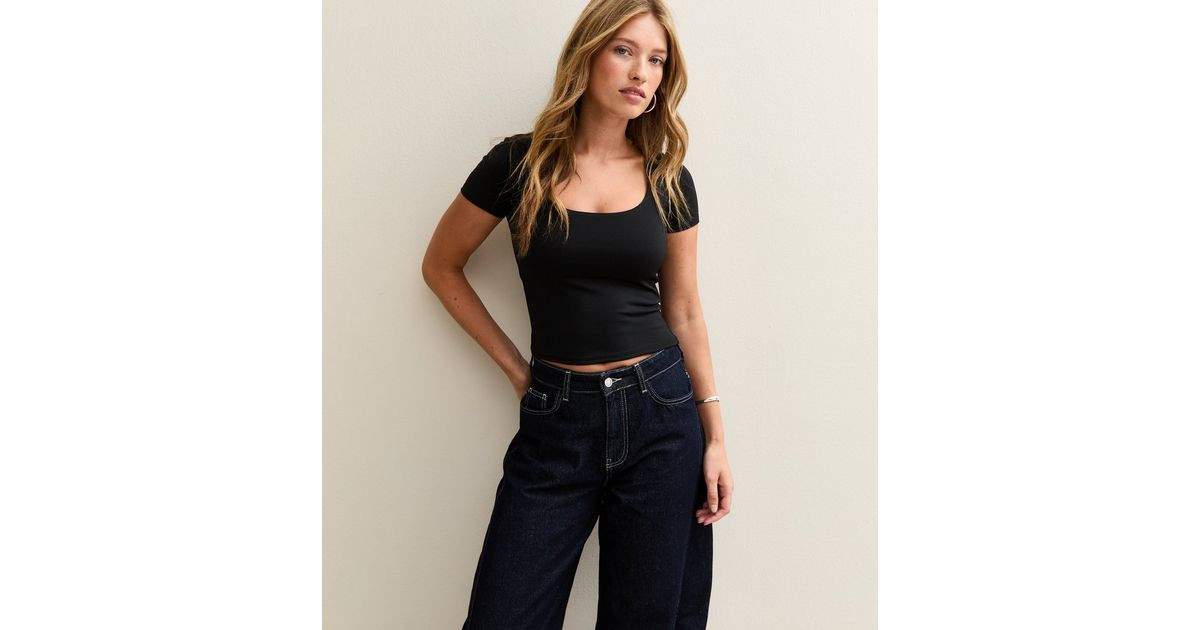 Black Scoop Neck Jersey Top | New Look | New Look (UK)
