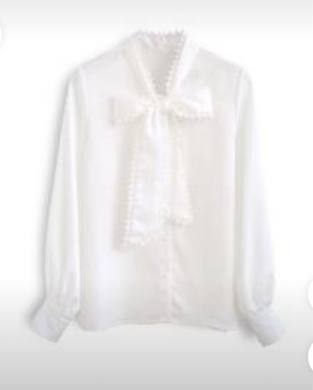 Crochet edge bowknot satin shirt 

#LTKFindsUnder50 #LTKWorkwear #LTKSeasonal