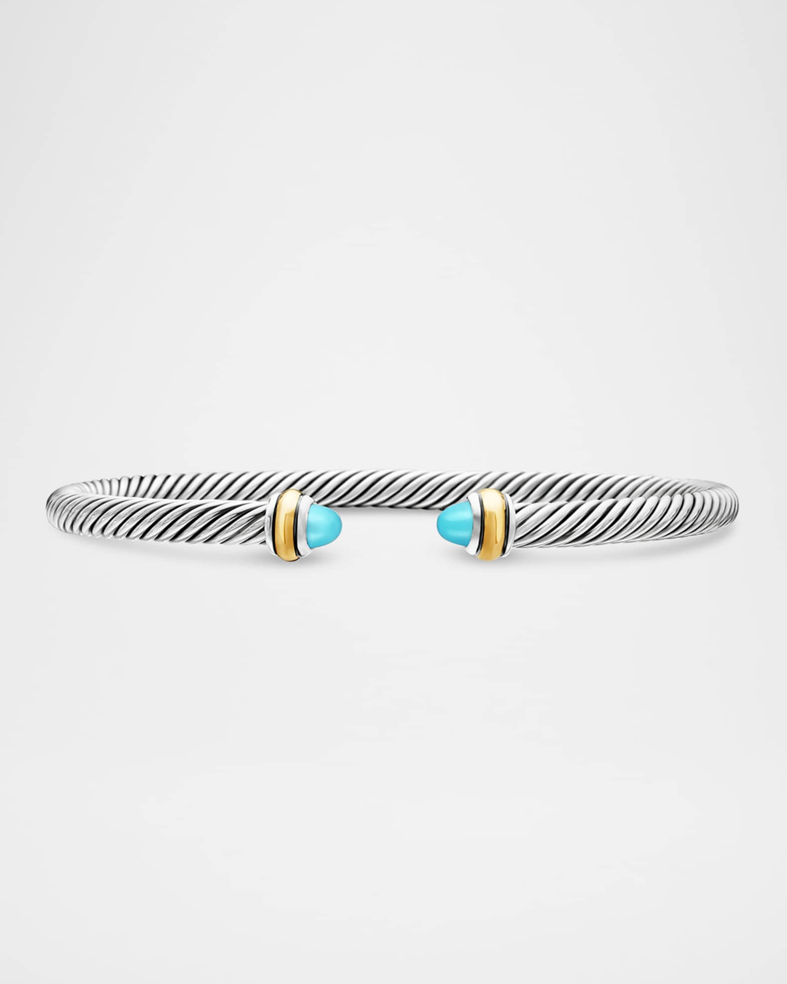 Cable Bracelet with Gemstone in Silver with 18K Gold, 4mm | Neiman Marcus