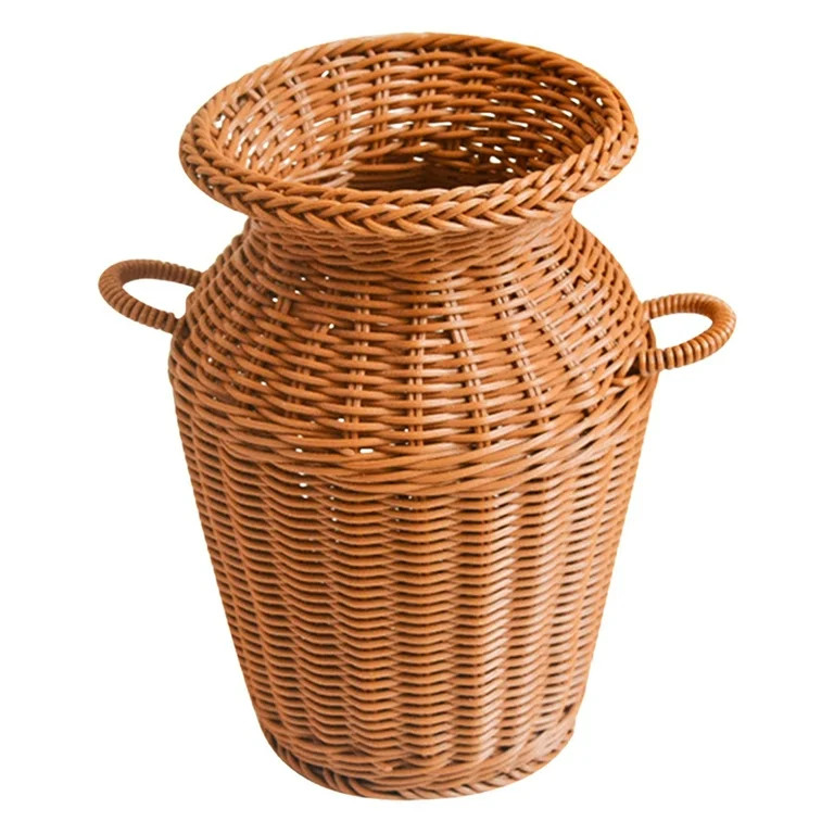 Loetky Rattan Look Pitcher Vase with Handles, Resin Wicker Basket for Dried Flowers & Foliage, Bo... | Walmart (US)