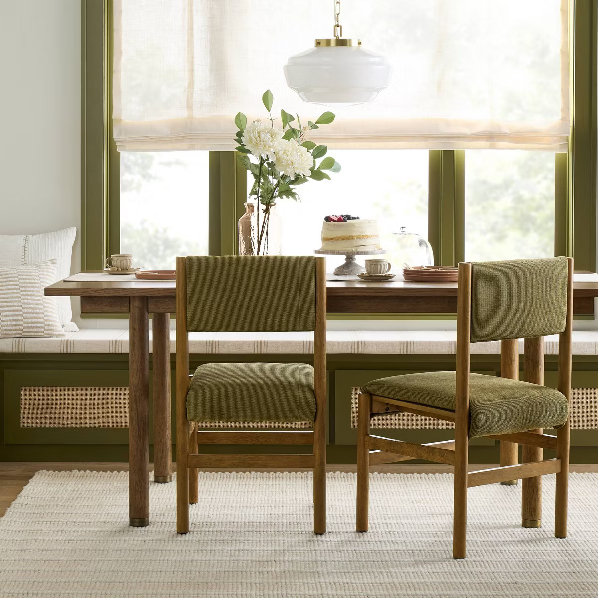 Dowel Leg Upholstered Armless Dining Chair - Olive - Hearth & Hand™ with Magnolia Furniture | Target