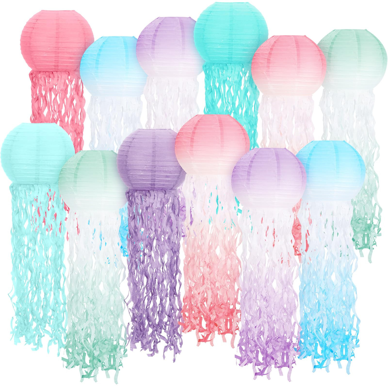 Retisee 12 Pcs Hanging Jellyfish Paper Lanterns Under The Sea Ocean Party Decorations Jelly Fish ... | Amazon (US)