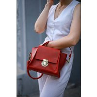 Small Red Leather Crossbody Bag For Women - Satchel Purse, Minimalist Shoulder | Etsy (US)