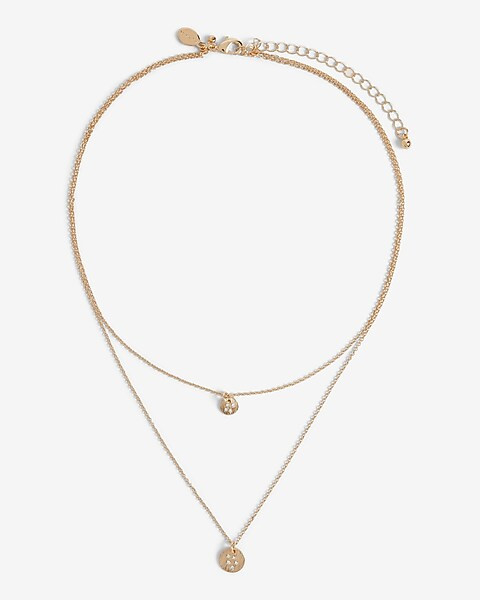2 Row Rhinestone Embellished Pendant Necklace | Express