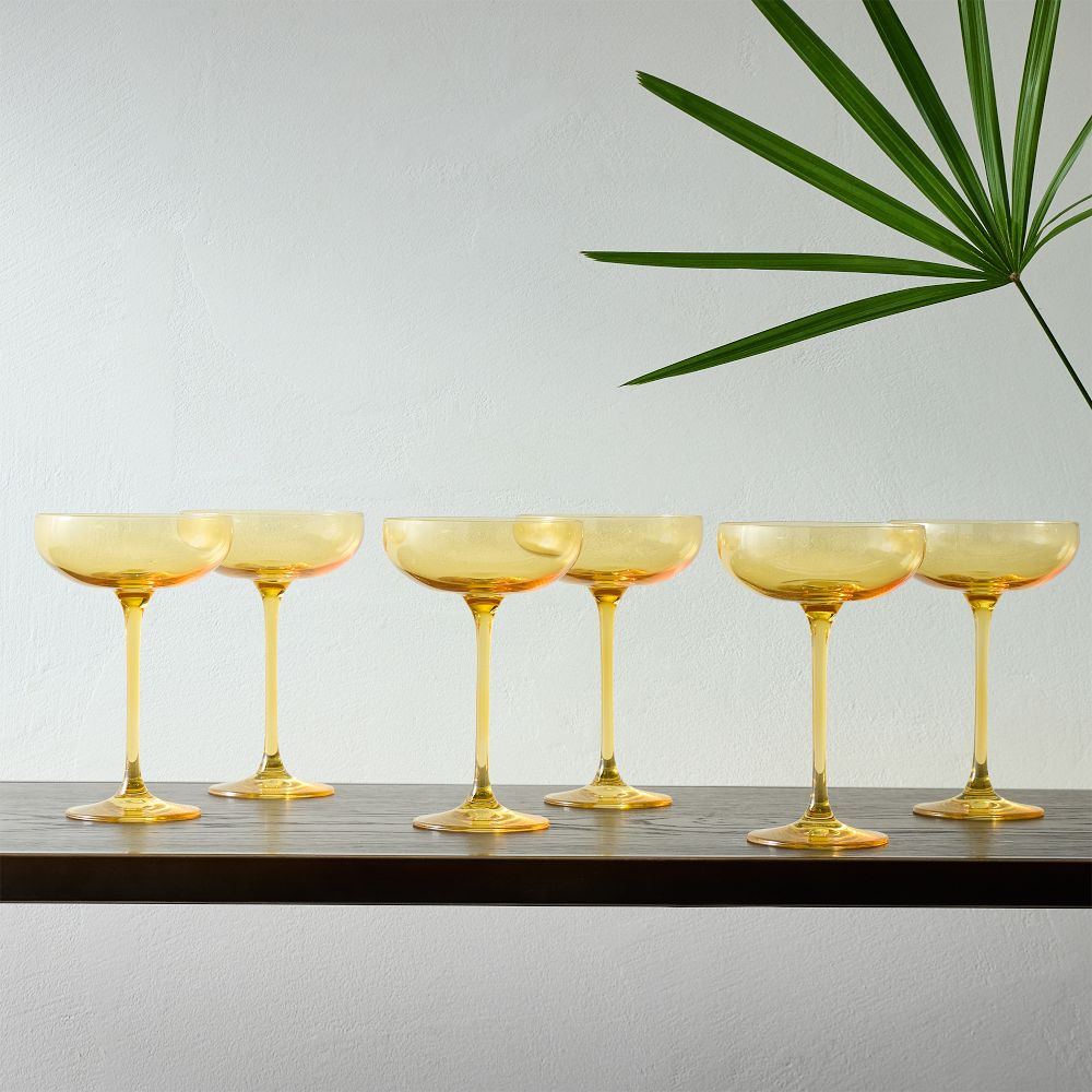 Estelle Colored Glass Champagne Coupe (Set of 6) | West Elm (US)